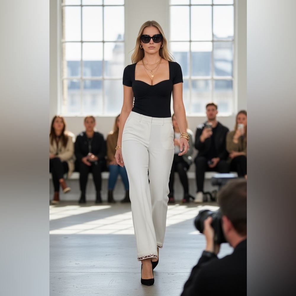 Authentic GUCCI White Tailored Pants | Horsebit Trim | ITALY 38